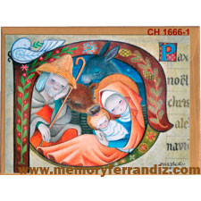 Tarjeta Christmas Ferrándiz BASTÓN MEDIEVAL + sobre color (15 x 19 cm)