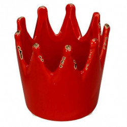 CORONA REYES MAGOS porta velas, cerámica, 7 cm, roja.