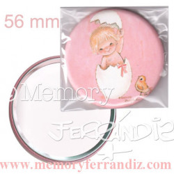 Espejo-mini  -Huevo rosa- Memory Ferrándiz, 56 mm