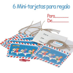 Mini tarjetas-etiquetas regalo CARTAS REYES (2)  Ferrándiz, con cordel rústico. 7 X 5,5 cm