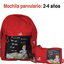 Mochila Ferrándiz pequeña "Niño con pizarra" (rojo) 