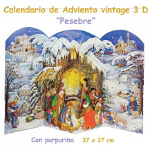 Calendario de Adviento 3 D con purpurina Pesebre