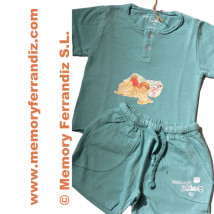 Camiseta y pantalón corto Ferrándiz "Cangrejo".  Color aguamarina 