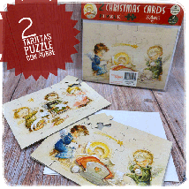Christmas Ferrándiz, serie PUZZLE, pack 2 tarjetas troqueladas en forma de puzzl
