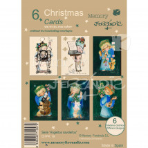 Christmas Ferrándiz, ANGELITOS NAVIDEÑOS, pack 6 tarjetas 12x17cm + sobres blancos