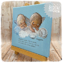 Lienzo digital ANGELITOS NUBE AZUL