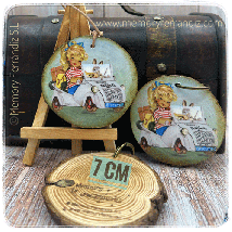 Llavero madera Biscuter color original