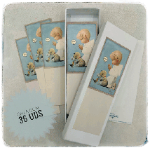 Puntos de Libro NIÑO AZUL. 36 ud. en cajita. NUEVO. Papel cartulina. 