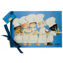 Tarjeta Musical Cumpleaños "Cocineros" (luz,sobre color)(22,5x15,5 cm). 