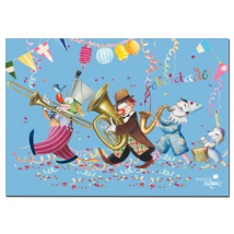 Tarjeta Felicidades Ferrándiz PAYASOS+ sobre color, 15 x 19 cm