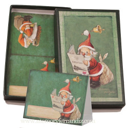 Cajita Papá Noel, con 24 tarjetas mesa navidad 