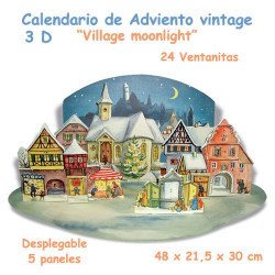 Calendario de Adviento vintage 3 D "Village Moonlight" 