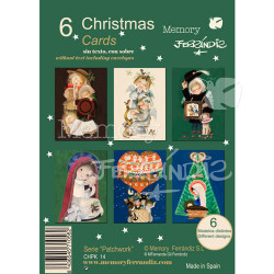 Christmas Ferrándiz, serie PATCHWORK, pack 6 tarjetas + sobres (12x17 cm), CHPK 14.