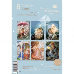 Christmas Ferrándiz, serie NAVIDAD AZUL, Pack 6 tarjetas navideñas variadas, CHPK 36