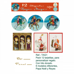 Etiquetas regalo NAVIDAD y REYES MAGOS, Ferrándiz, pack 12 uds X 6 MODELOS