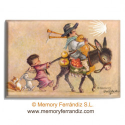 Imán PEREGRINO EN BURRITO Memory Ferrándiz, 53 x 78 mm