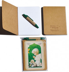 Libreta notas Ferrándiz mini kraft papel blanco SERIE VERDE NIÑO 9,5 x 12,5 cm+ boli 