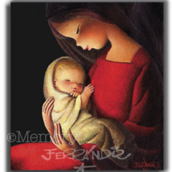 CUADRO en lienzo digital  -Virgen Roja Fondo Negro- Ferrándiz (56X56cm)
