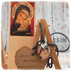 Medalla corazón 2,5 cm VIRGEN GÓTICA PLATEADA
