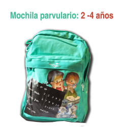 Mochila Ferrándiz pequeña "Niña y niño con pizarra" (verde) 