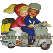 Panel VESPA Ferrándiz  del cuento "Olga y Jorge en vespa"