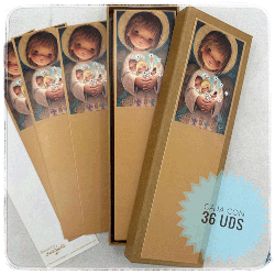 Puntos de Libro ANGELITO DORADO. 36 ud. en cajita. NUEVO. Papel cartulina.