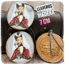Llavero de madera artesana "Barba azul" 7 cmx1 cm.
