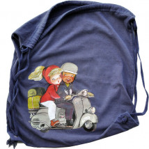 Bolsa algodón VESPA, imagen retro del cuento de Ferrándiz, Bolsa para bata o gimnasia, 38x32 cm