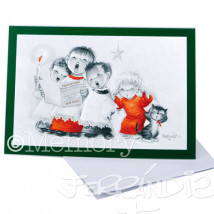 Tarjeta Christmas Memory Ferrándiz MONAGUILLOS SERIE VERDE ROJO