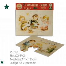 Christmas Ferrándiz, serie PUZZLE, pack 2 tarjetas troqueladas en forma de puzzl