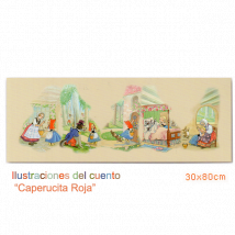 Cuadro en lienzo digital "Composición Cuento Caperucita" (30x80 cm)