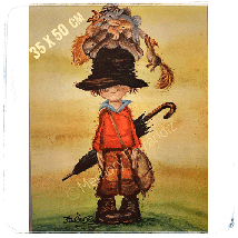 Lámina original "Niño con paraguas y sombrero"