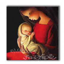 Cuadro en lienzo digital " Virgen Roja, fondo Negro"  (30X30cm)