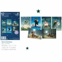 Christmas 12  cards + sobres  (12 x 17 cm). Serie "Estrellas" CHPK 7. 