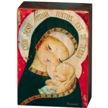 Peana Madera Artesana "Virgen Gótica". 9 cm x13 cm x 4,5 cm