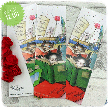Puntos de libro-marcapáginas. pack 12 uds. GATOS Y LIBROS  Ferrándiz