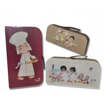 SET 3 Cases Memory Ferrandiz. Cardboard briefcase with handle metal: LITTLE ANGELS