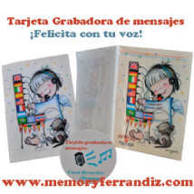 Tarjeta Grabadora de mensajes  "Angelito Banderas" + sobre (23 x 17 cm)